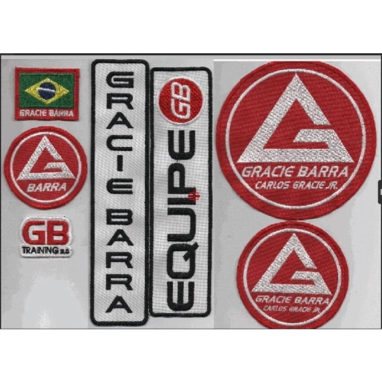 Patch Gracie Barra Jiu-jitsu P/kimono Kit C/ 7 Peças Branco