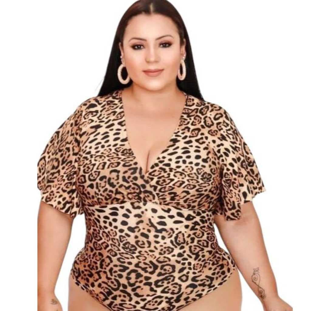 Blusa Body Bory Confortável Manga Morcego Decote Em V Com Fecho Embaixo Cruzado Plus Size Modeladora