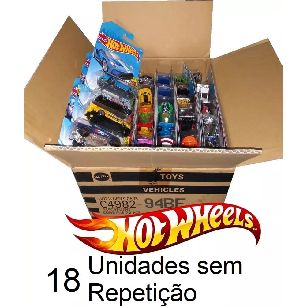 Kit Hot Wheels C/ 18 Unidades De Carrinhos - Sem Duplicidade