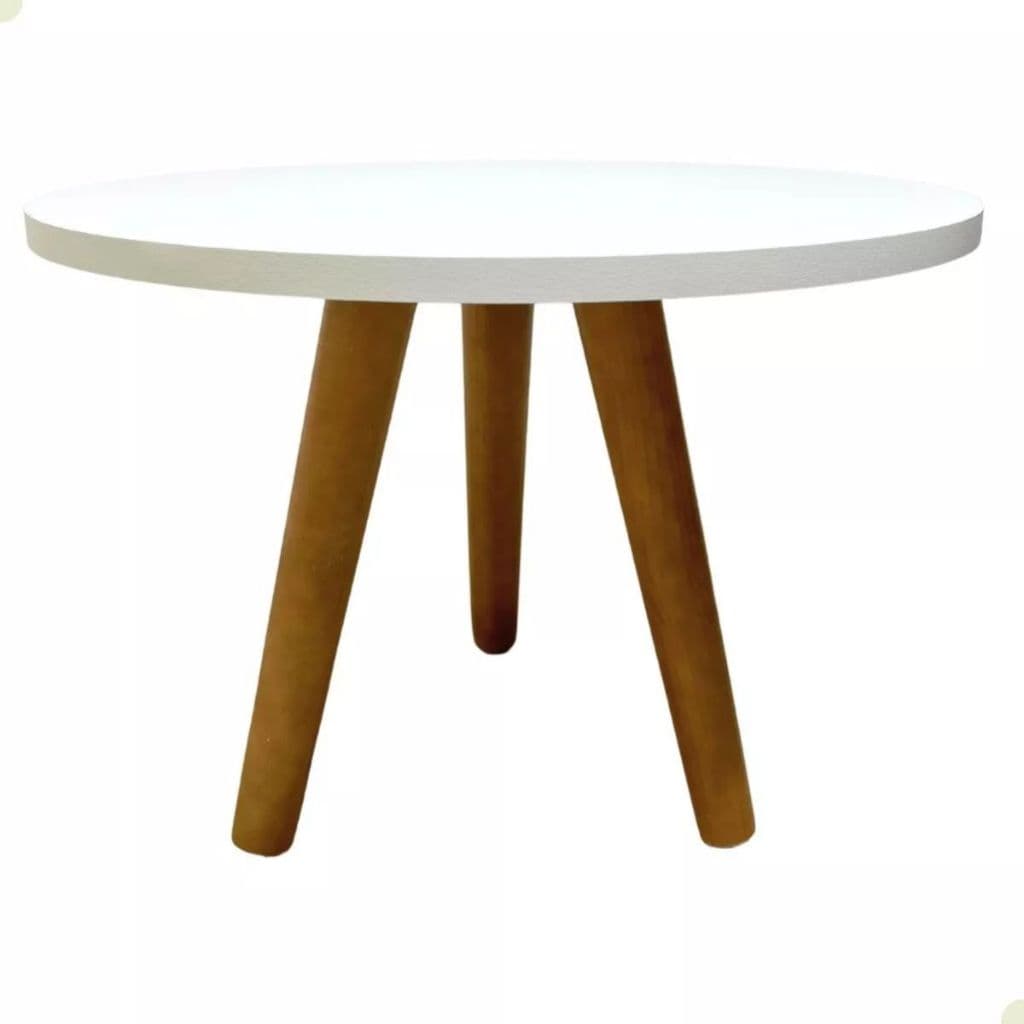 Mesa de Centro Redonda 45x35cm Centro de Sala Pés Palitos Tripé Recepção Consultório Escritório