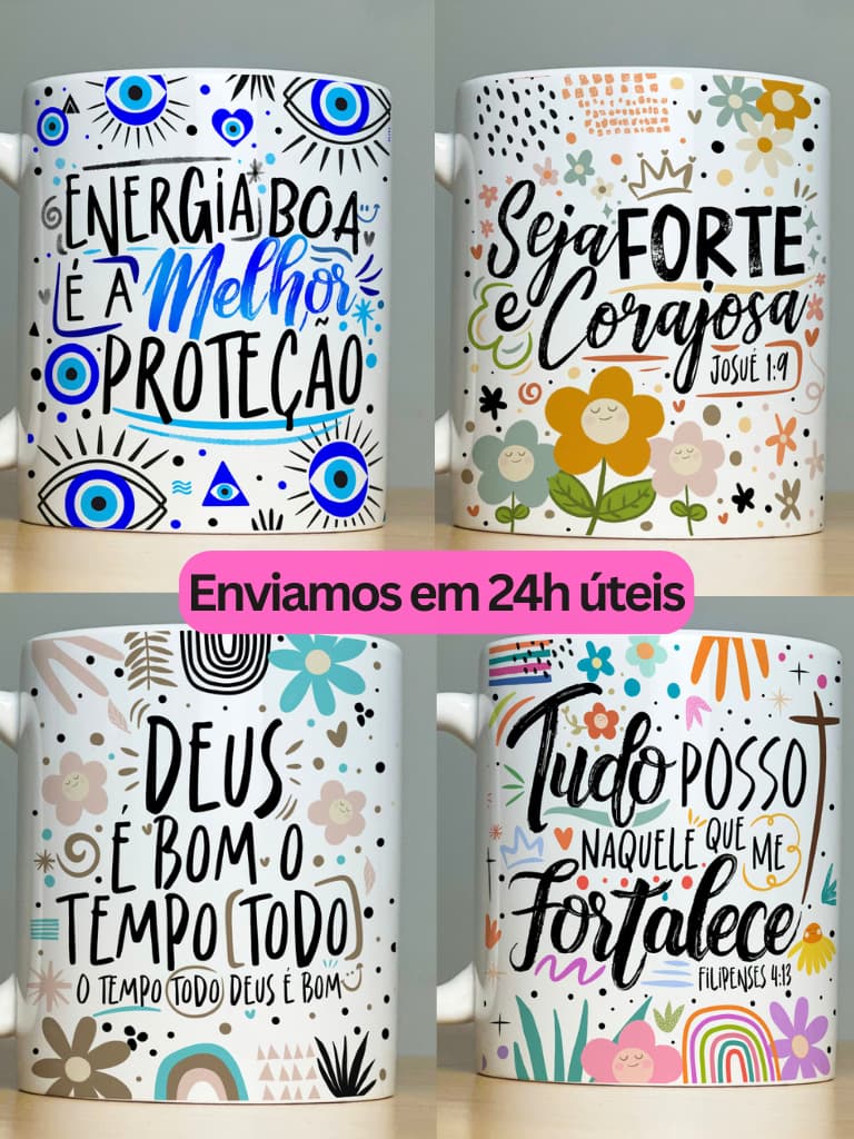 Caneca Personalizada Porcelana - Xícara com Frases Motivacionais - Canecas Lindas Para Presente - Bíblicas - Xicara Personalizada