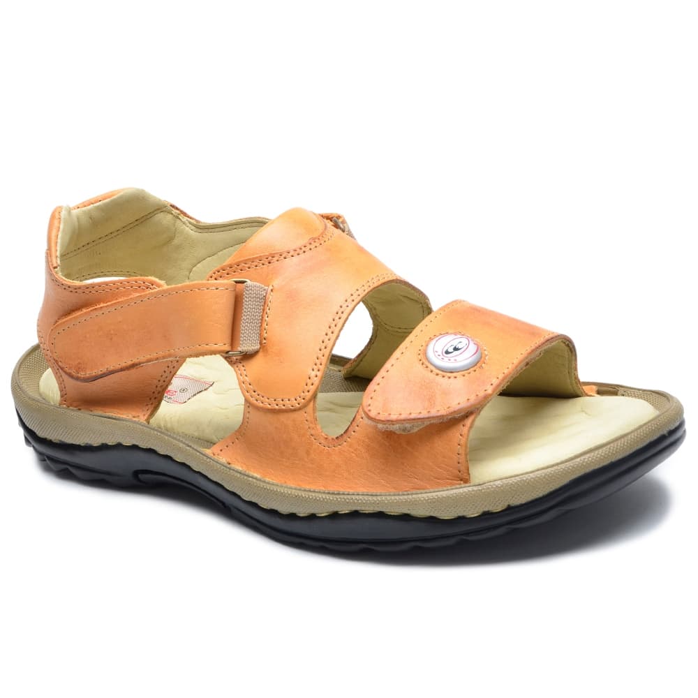 Sandália Masculina em Couro Látego Bege 466 – Palmilha Gel e Conforto