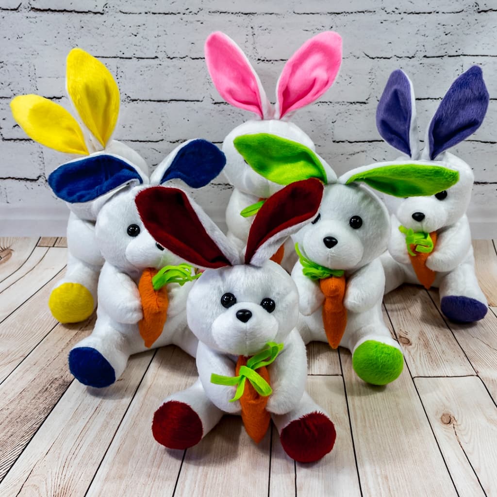 Combo Coelho da Páscoa com 5 Coelhinhos de Pelúcia 28 Centímetros - Várias Cores