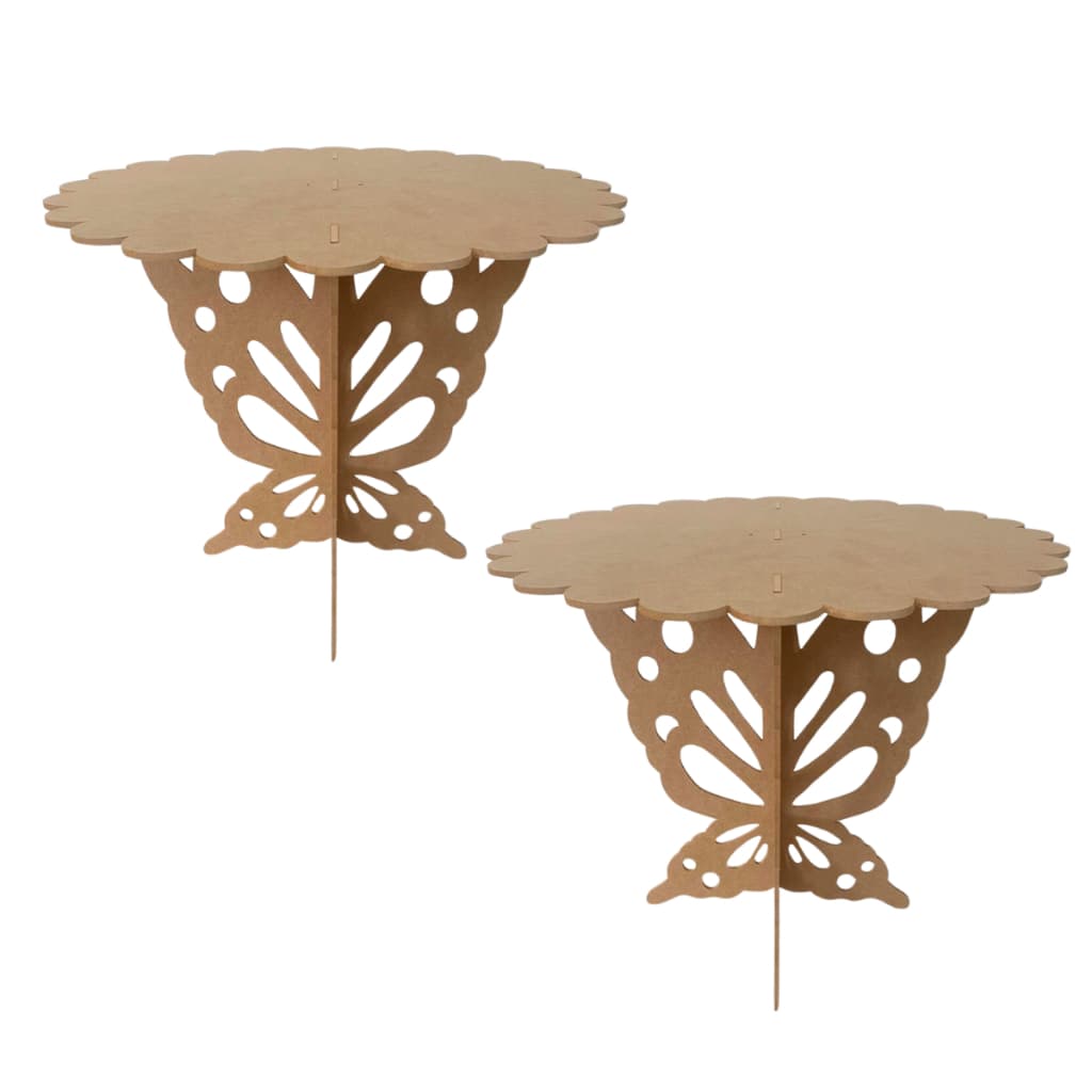2 Un Mesa Provençal Borboleta Encaixe 62x62x56cm Mdf 6mm Cr