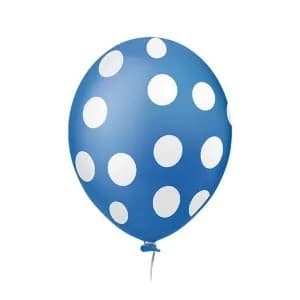 25 Balão Bexiga Confete Poá Bolinhas Azul e Branco Galinha Pintadinha 11pol