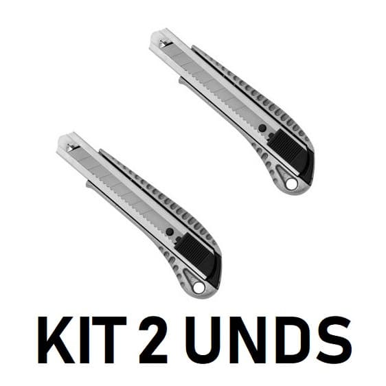 Kit Com 2 Unidades Estilete Profissional  Aço Lâmina 18mm
