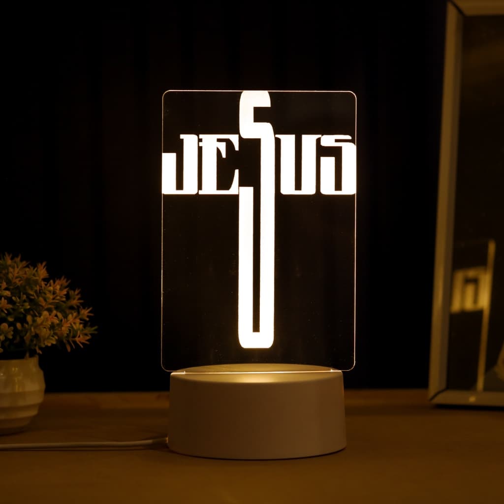 Luminária LED 3D de Mesa / Luz Noturna Presente Criativo / Decoração - Jesus, Jesus Cristo, santos