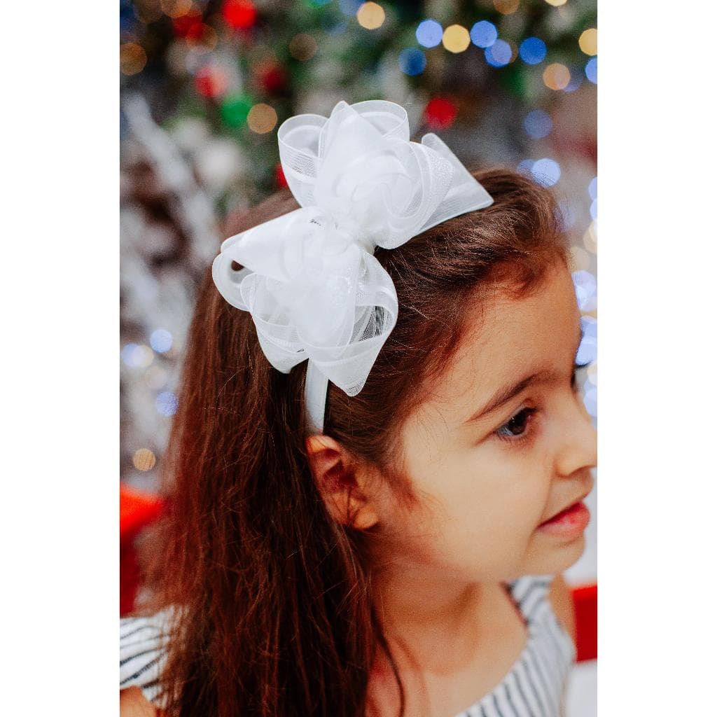 Tiara Branca / Tiara Infantil Branca / Laço na Tiara Branca / Laço Grande Branco