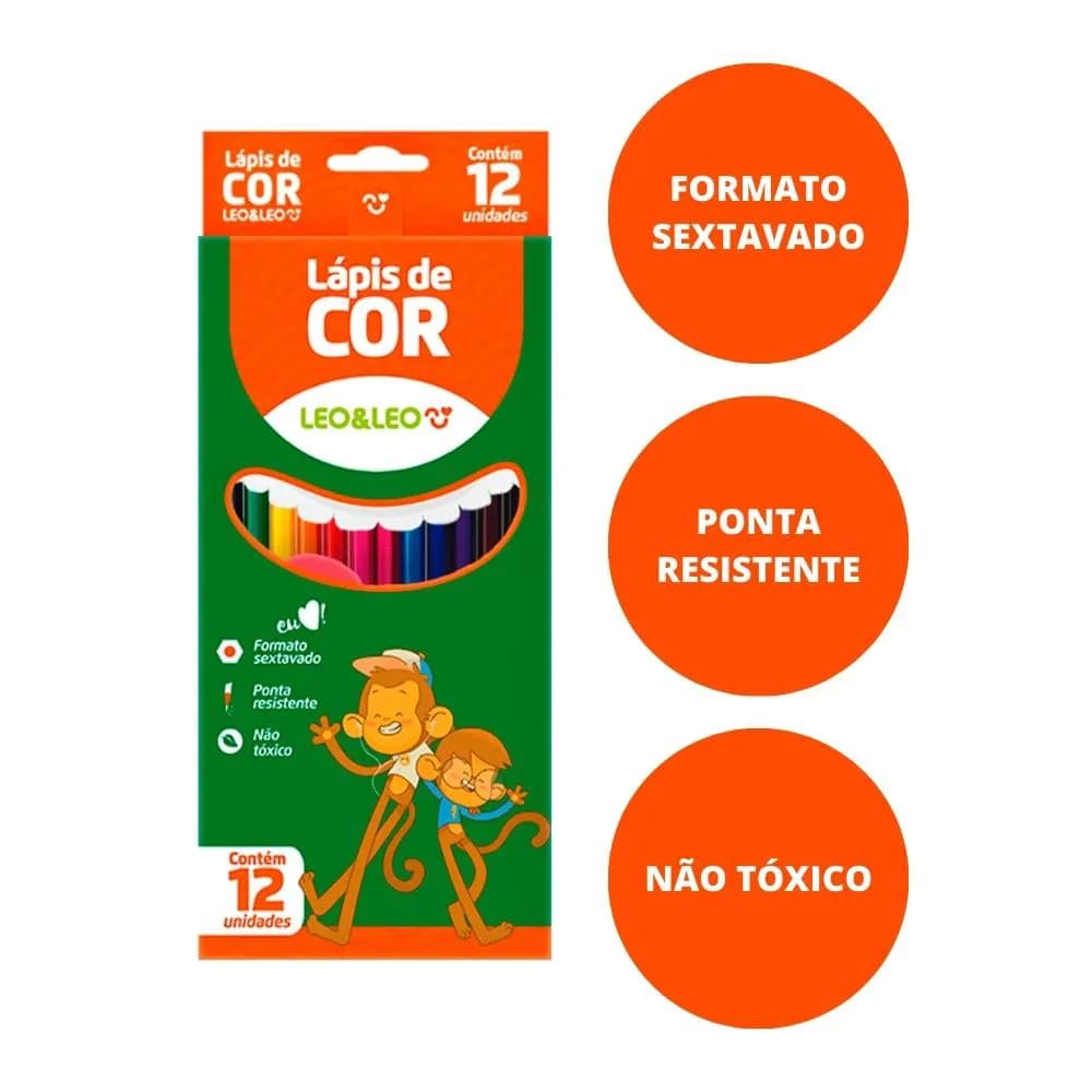 Lápis de Cor Leo&Leo caixa com 12 Cores