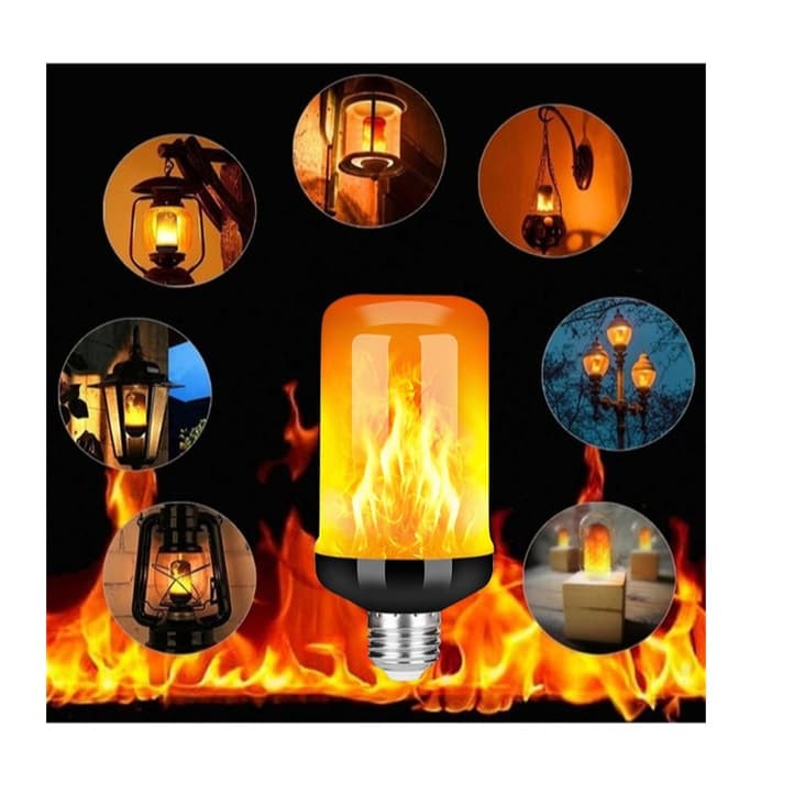 Lâmpada led efeito chama de fogo 9W E27 flame decorativa vintage ambiente conforto romantico