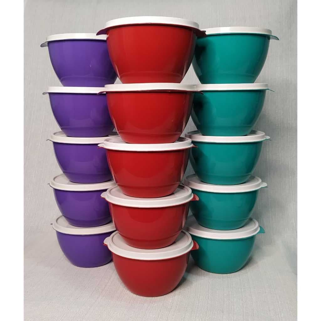 10 POTES BACIA 700 ML REDONDO COM TAMPA COLORIDO IDEAL PARA ALIMENTO