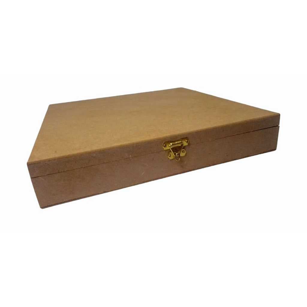Caixa 32x32x5 Quadrada Lisa com Dobradiça e Fecho - MDF Crú