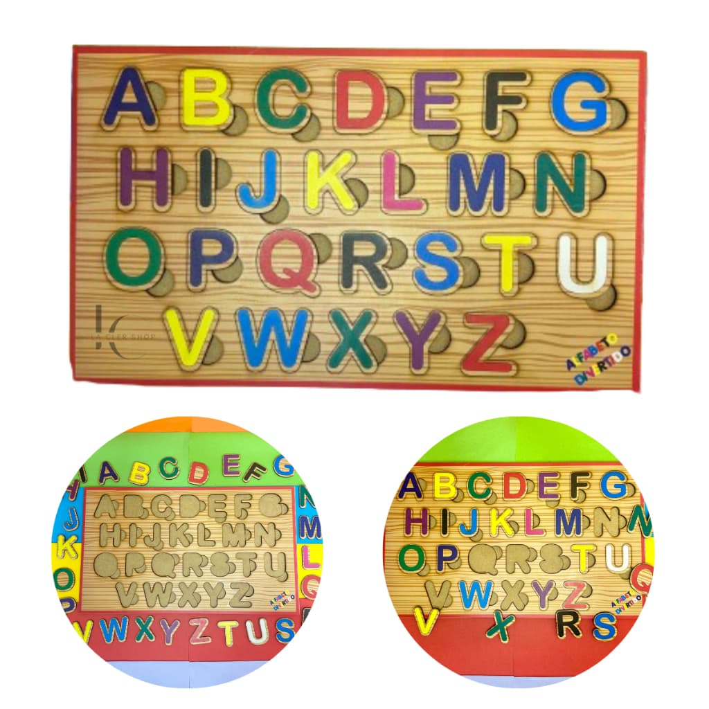 Brinquedo Alfabeto Divertido Encaixe em Madeira MDF Placa Alfabeto Brinquedo Educativo Pedagógico Alfabetização