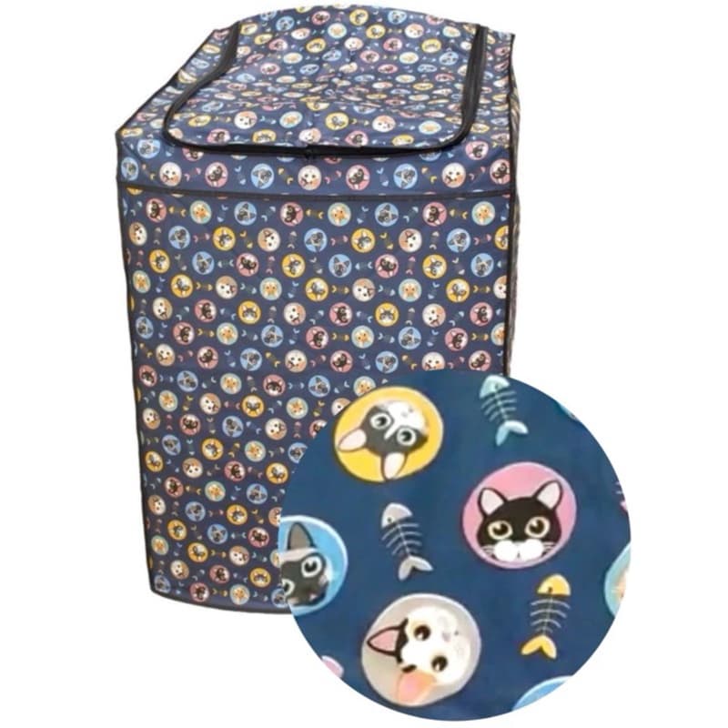 Capa de maquina GROSSA IMPERMEÁVEL Maquina De Lavar Brastemp/Electrolux/Consul 8 9 10 11 12 kg C Zíper Desenho Pet Gatos