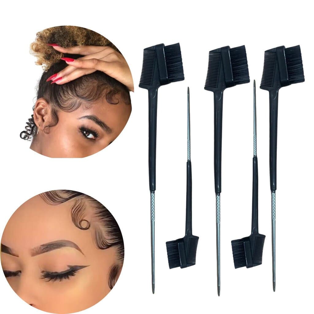 Pente Escova Escovinha Baby Hair 3 Em 1 Ponta Fina Pente Pentinho Para Cabelo Sobrancelha Trança Penteado de Aço Gringa Girl Multifuncional