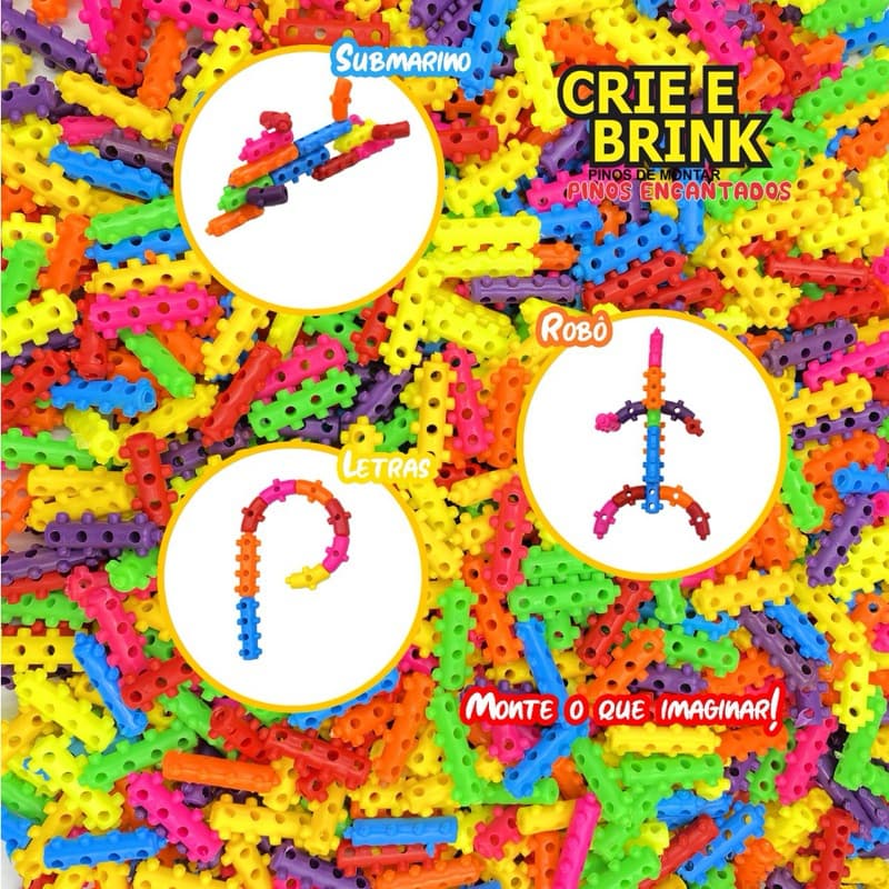 Brinquedo de Montar Pinos Encantados Coloridos Blocos de Montar 100 peças