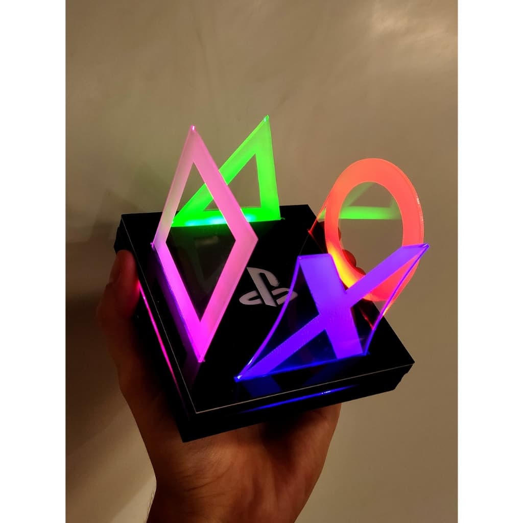 Luminária de Led Playstation Símbolos Decoração Gamer