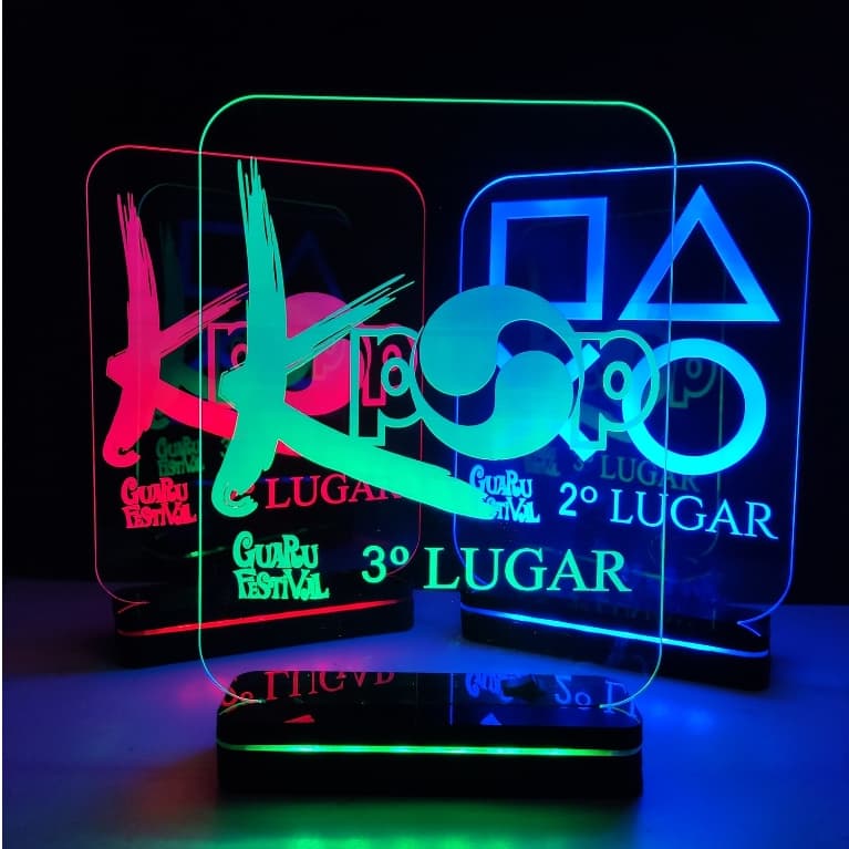 2 Troféus Luminária Personalizados Empresa Festas Presente