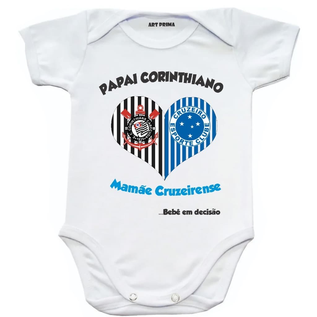 Body Infantil Roupa De Bebê Futebol Times Torcida Mamãe e Papai Bebê em Decisão