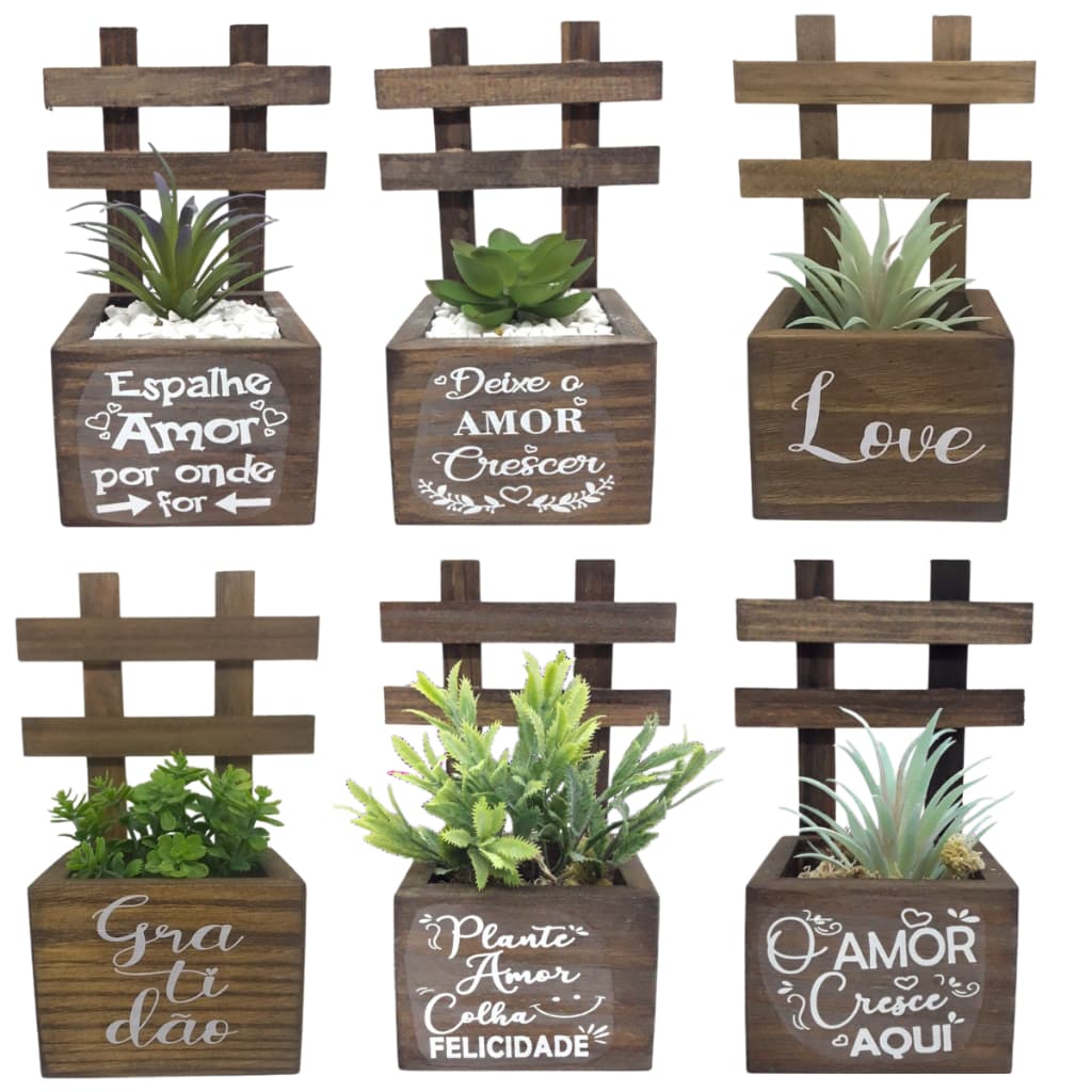 6 VasinhoS De Madeira Para Colocar Na Parede DECORAÇÃO CASA SALA JARDIM