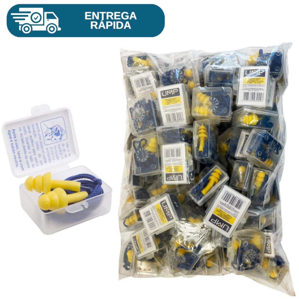 Kit 200 Protetor Auricular Tipo Plug Copolímero Para Ouvido Abafador De Ruidos Protetor Auditivo