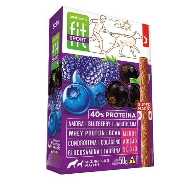 Petisco Para Cães Stick Fit Spin Pet Sport Amora Blueberry e Jabuticaba - 50g