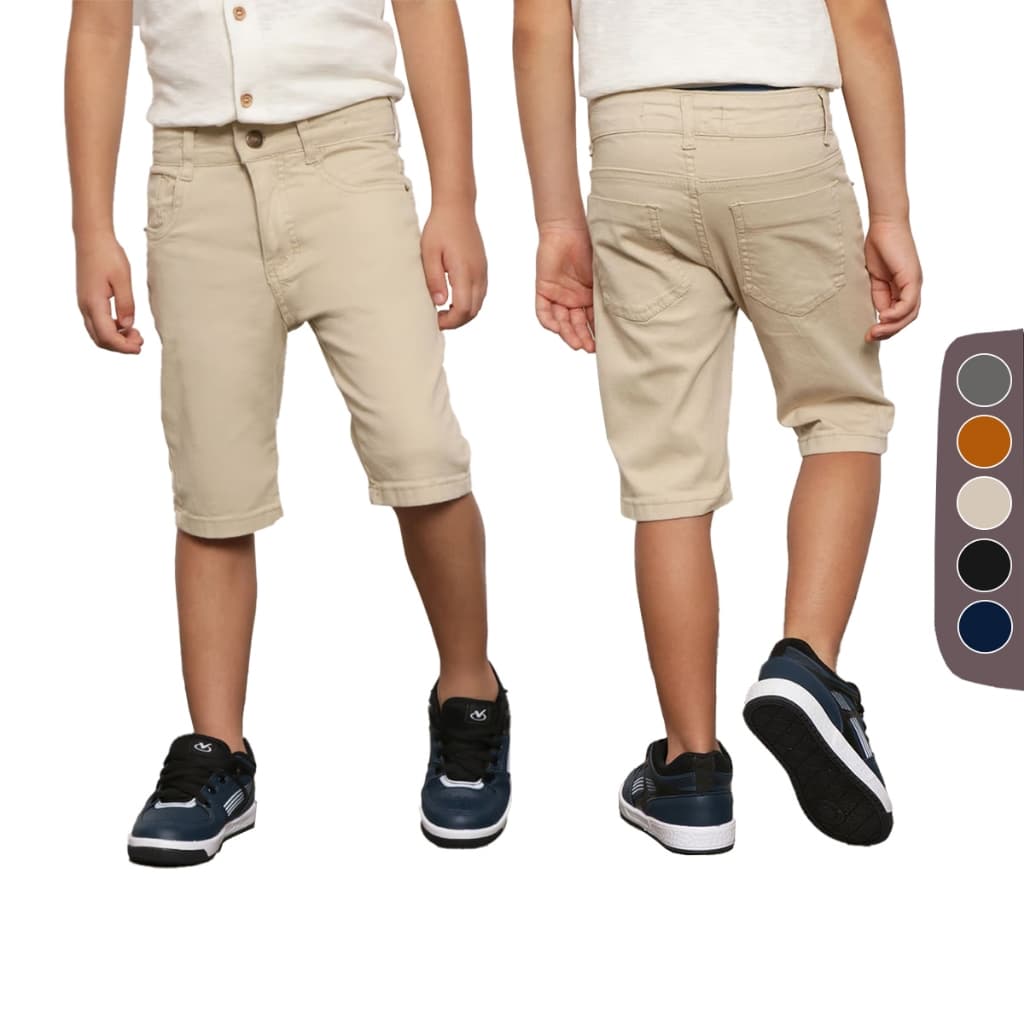 Bermuda Infantil Juvenil Sarja Brim Short Jeans Ajustável