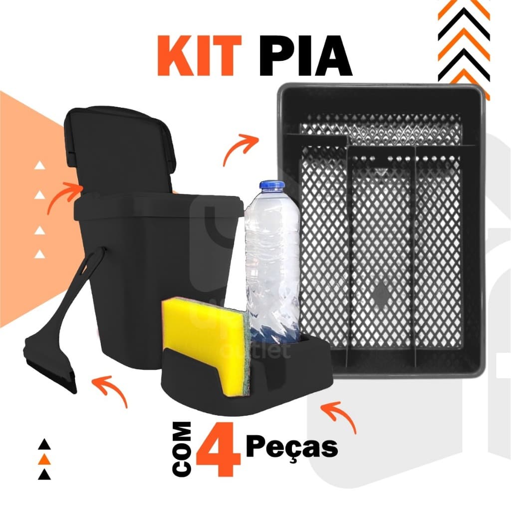 Kit Pia Porta Detergente/Rodo de Pia/Lixeira/Porta Talher Conjunto Multiuso plasmarc
