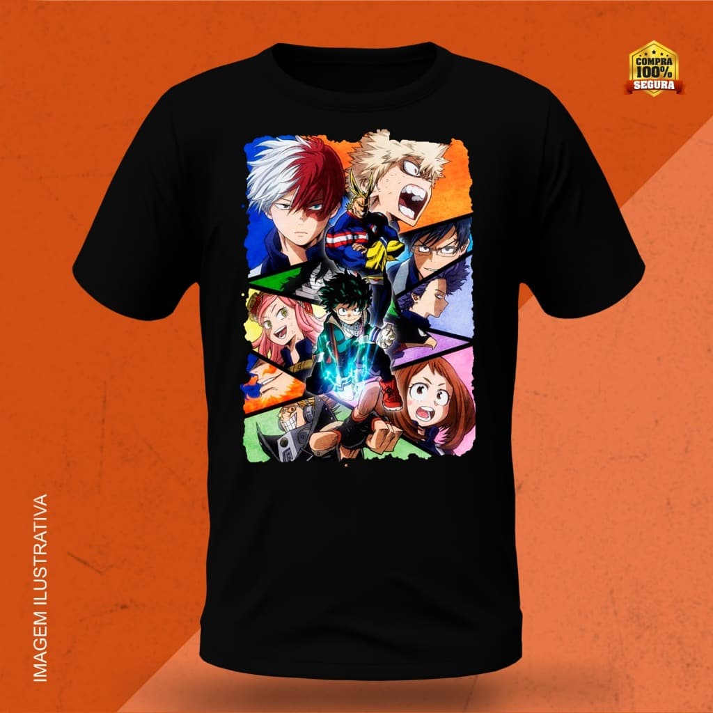 Camisa-Camiseta Anime Infantil e Adulto Boku no hero Blusa unissex Envio Imediato