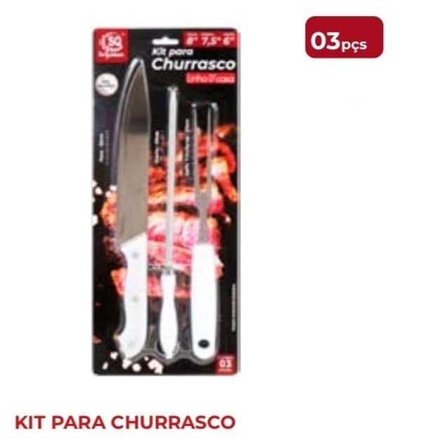 KIT CHURRASCO BRANCO COM 3 PÇS