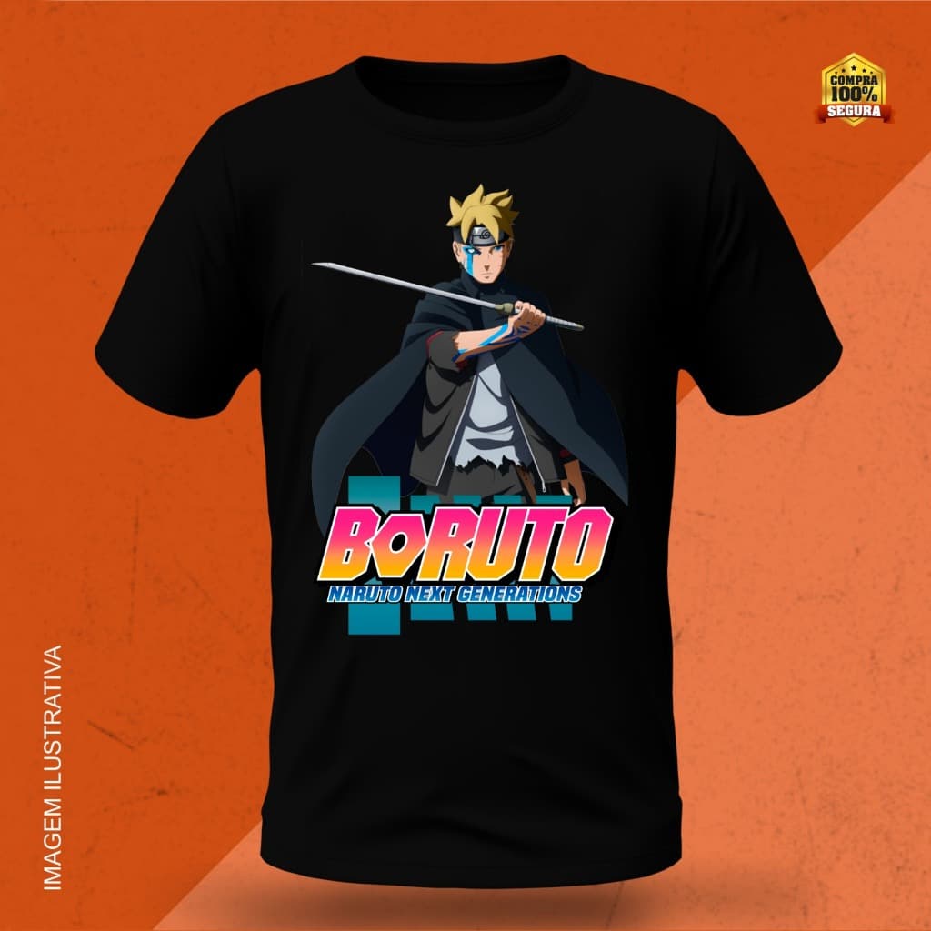 Camiseta-Camisa Boruto Anime Adulto e infantil T-shirt 100% Algodão Blusa unissex Envio imediato