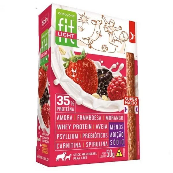 Petisco Para Cães Stick Fit Spin Pet Light Amora Franboesa e Morango - 50g