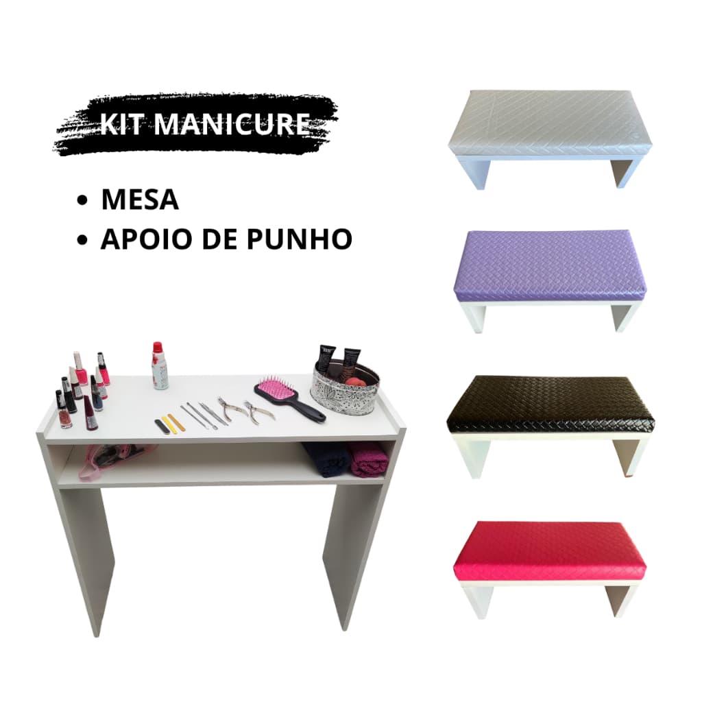 Mesa Para Manicure + Apoio de mão/punho 4 cores feitos em Mdf