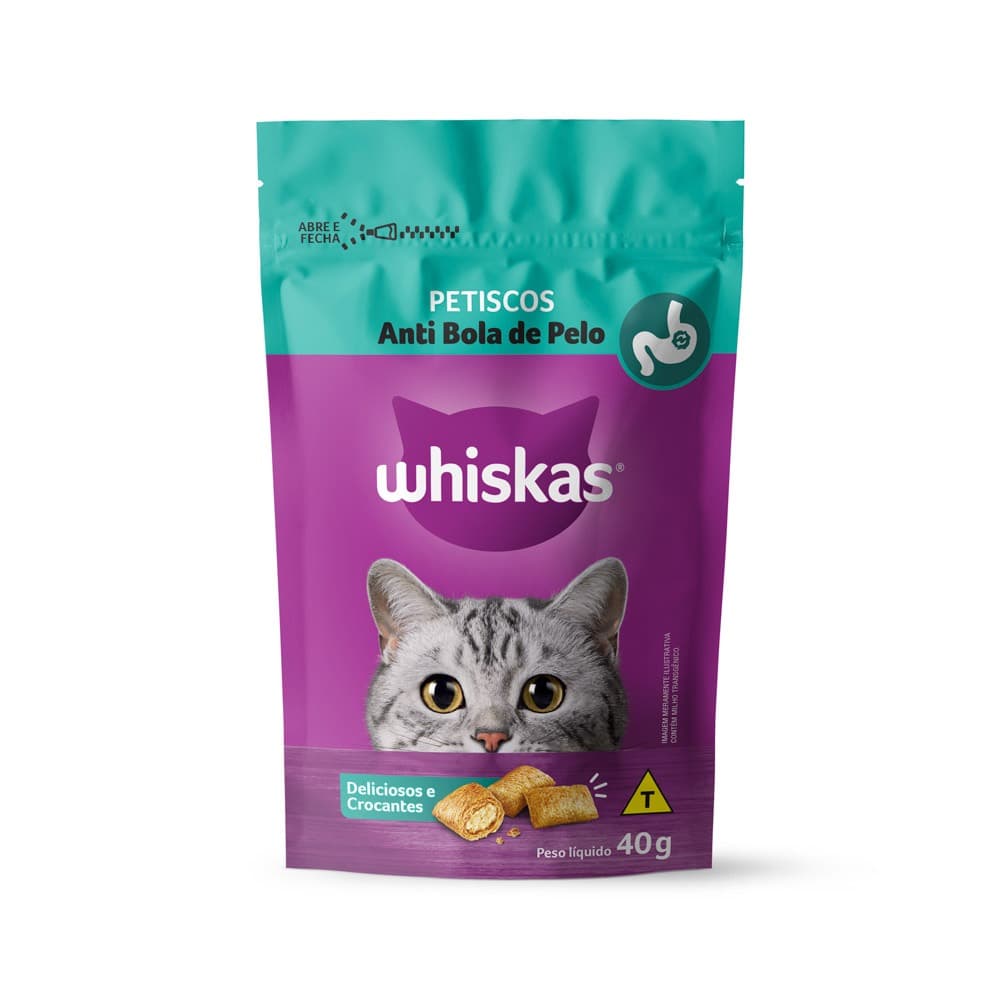 Petisco Whiskas Temptations Anti Bola de Pelo para Gatos Adultos -80g