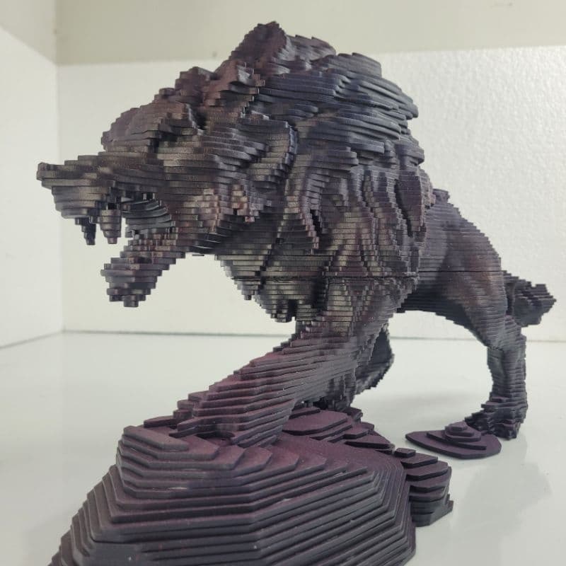 Escultura Lobo Fenrir Viking - 50cm - MDF 3mm com Pintura Exclusiva - Peça Única.