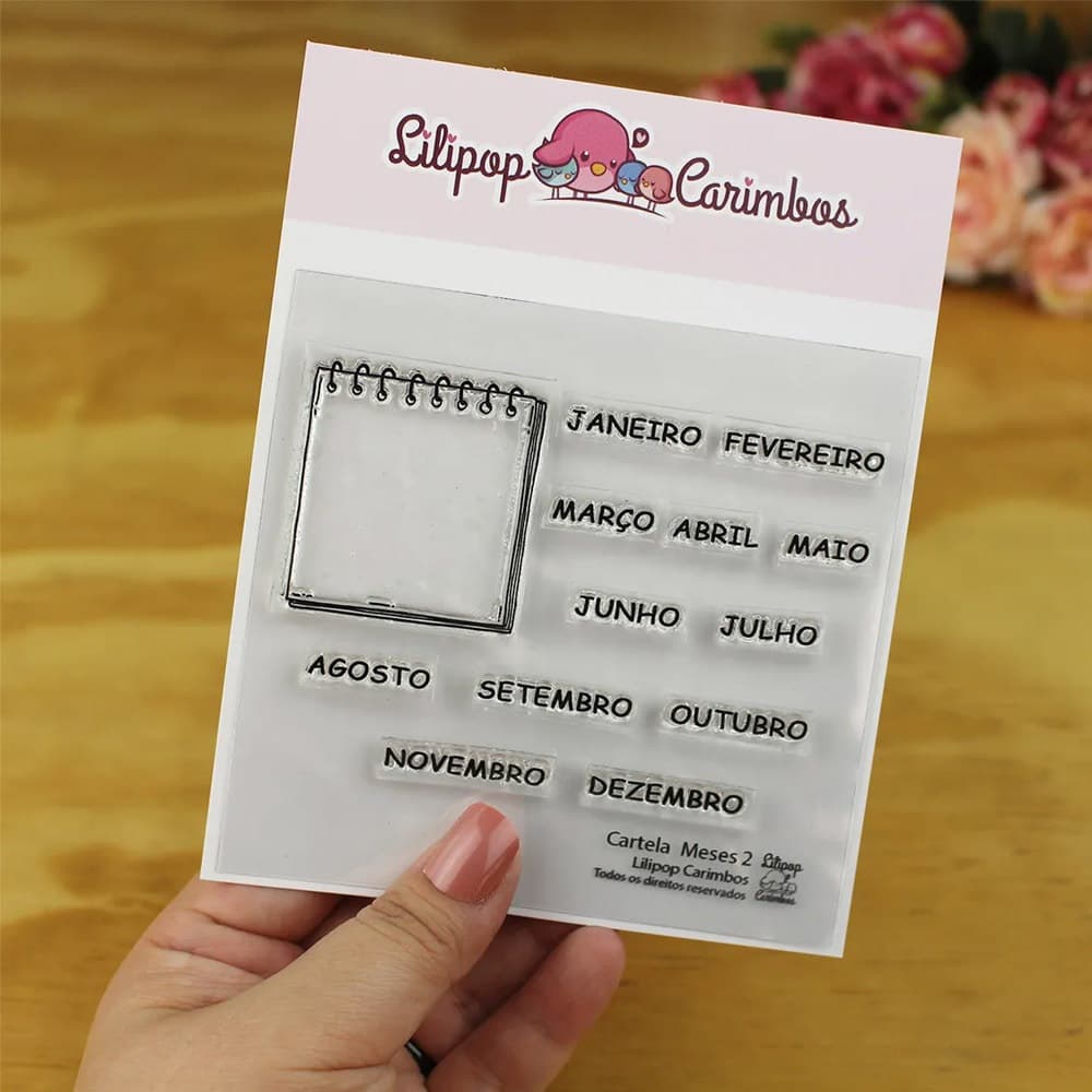 cartela de carimbo meses lilipop kit com 13 carimbos