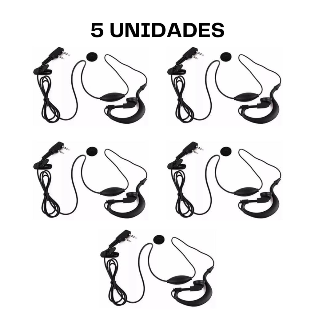 Kit 5 Fone De Ouvido Rádio Comunicador Ptt Original Baofeng Rick 777s
