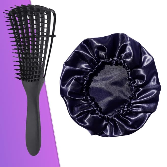 Kit Escova Polvo + Touca de Cetim Para Cabelo Beleza E Saúde Dos Fios Cabelos Grandes E Saudaveis- Mulher - Promoção