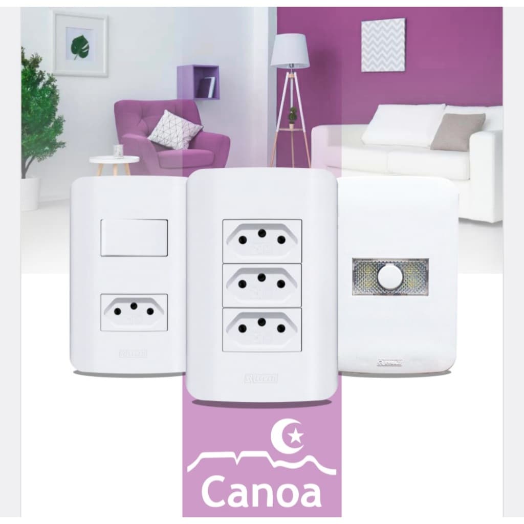 kit Tomadas e Interruptor Romazi Canoa Branca