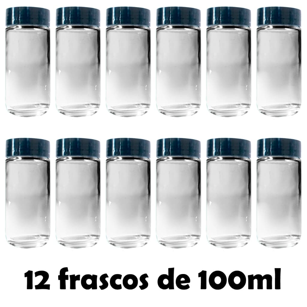 Kit 12 Frasco Pote Tempero Condimento tampa plástica e batoque dosador 100ml