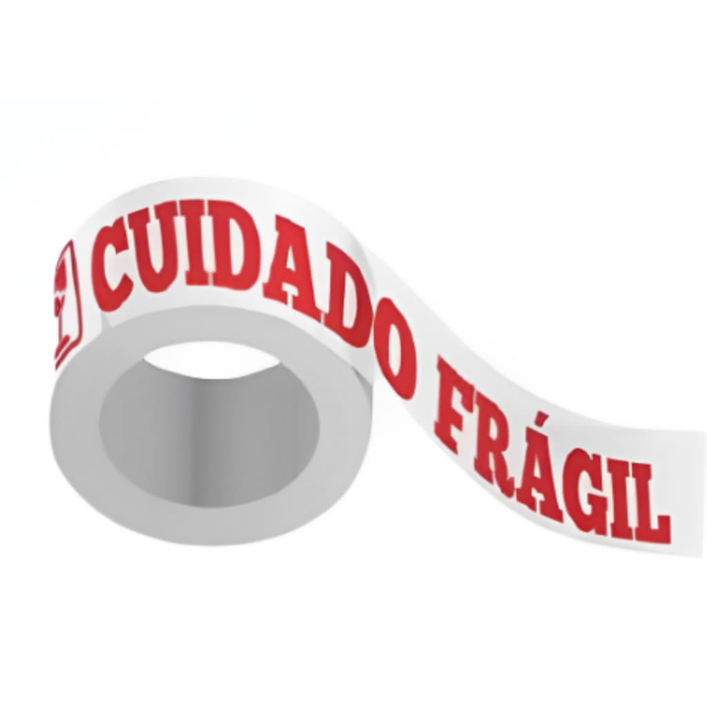 2 Fitas Adesivas Cuidado Frágil Para Embalagens Delicadas Fita Branca Para Vidros e Objetos Frágeis