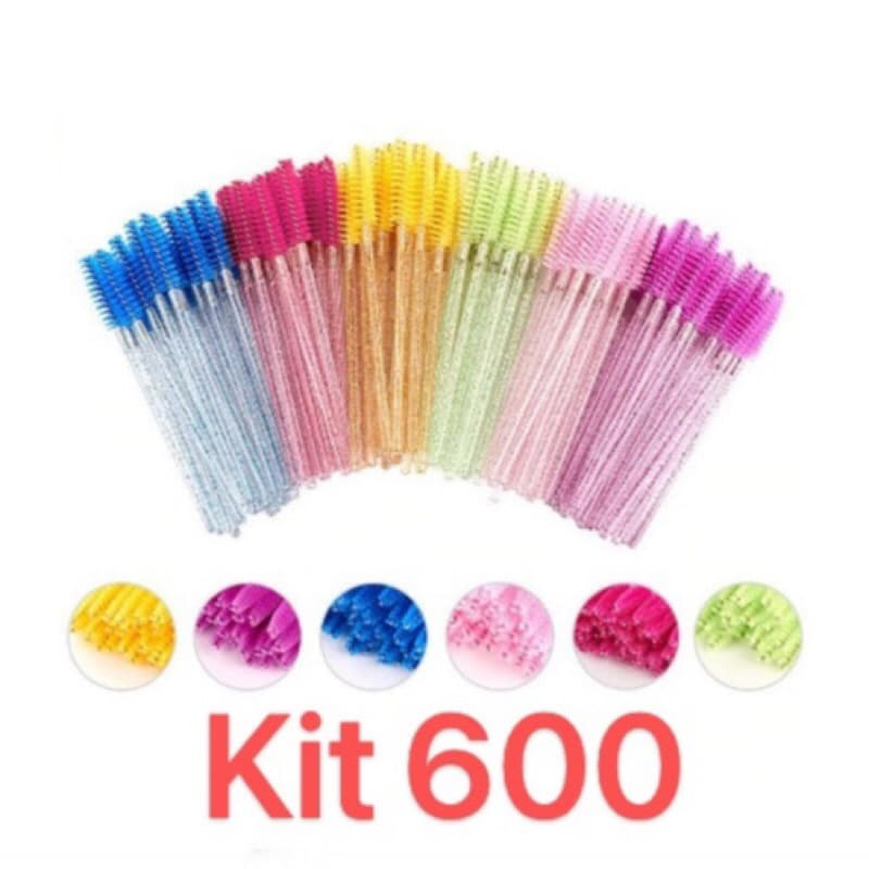 kit 600 escovinhas com glitter Extensão de Cílios e sobrancelha ENVIO IMEDIATO