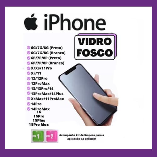 Película Cerâmica Fosca Anti Reflexo Compatível iPhone XR XSMAX 11 PRO MAX 12 PRO MAX 13 ORO MAX 14 PRO MAX 15 PRO MAX