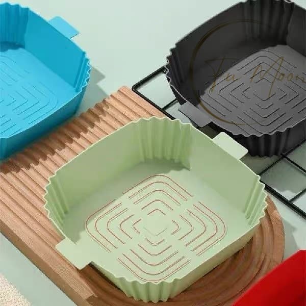 Forma De Silicone Air Fryer Antiaderente Cesto Silicone Fritadeira Elétrica Quadrado