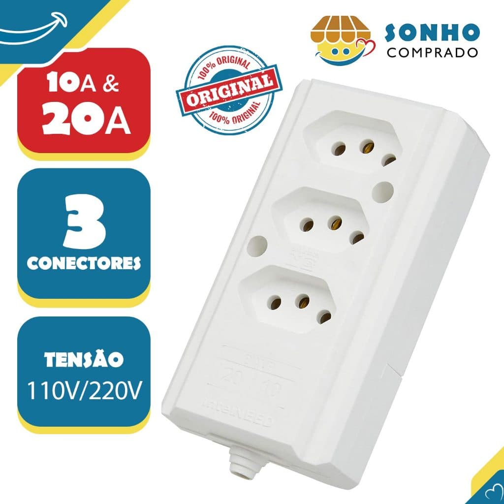 Tomada em Barra Hercules 3 tomadas BRA 066477 InterNEED