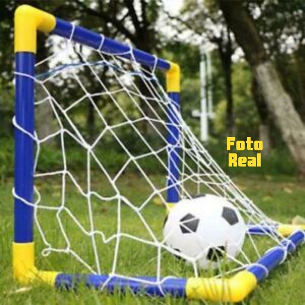 Mini Gol Futebol Com Mini Trave Chute Gol a Gol Com Bola + Rede + Bomba Brinquedo Golzinho