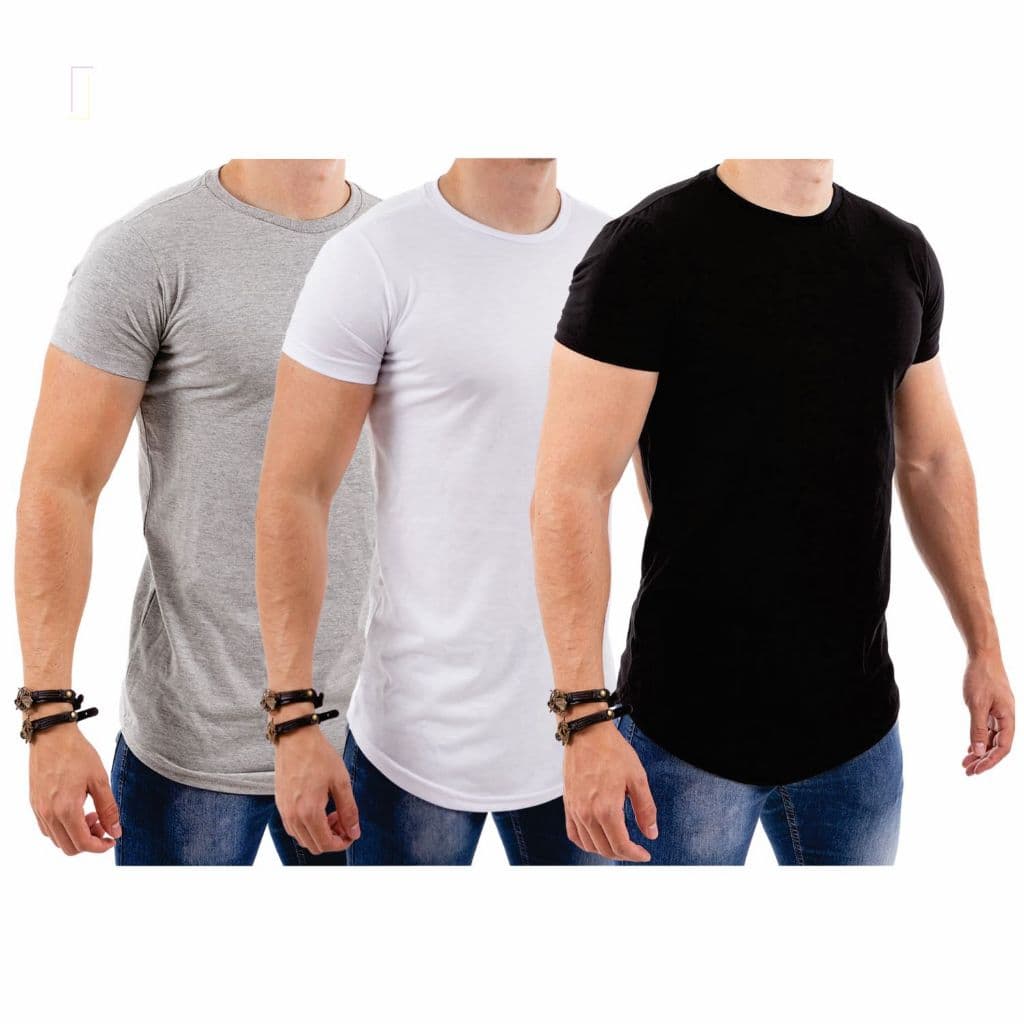 Kit 3 Camiseta Longline Masculino Oversize Algodao Conforte Super Macia Lançamento