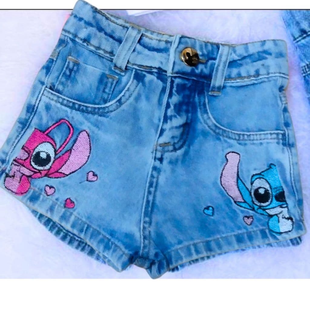 short do stitch mini diva Shortinho infantil e juvenil tamanho 16 short jeans short verão saia sereia bebê