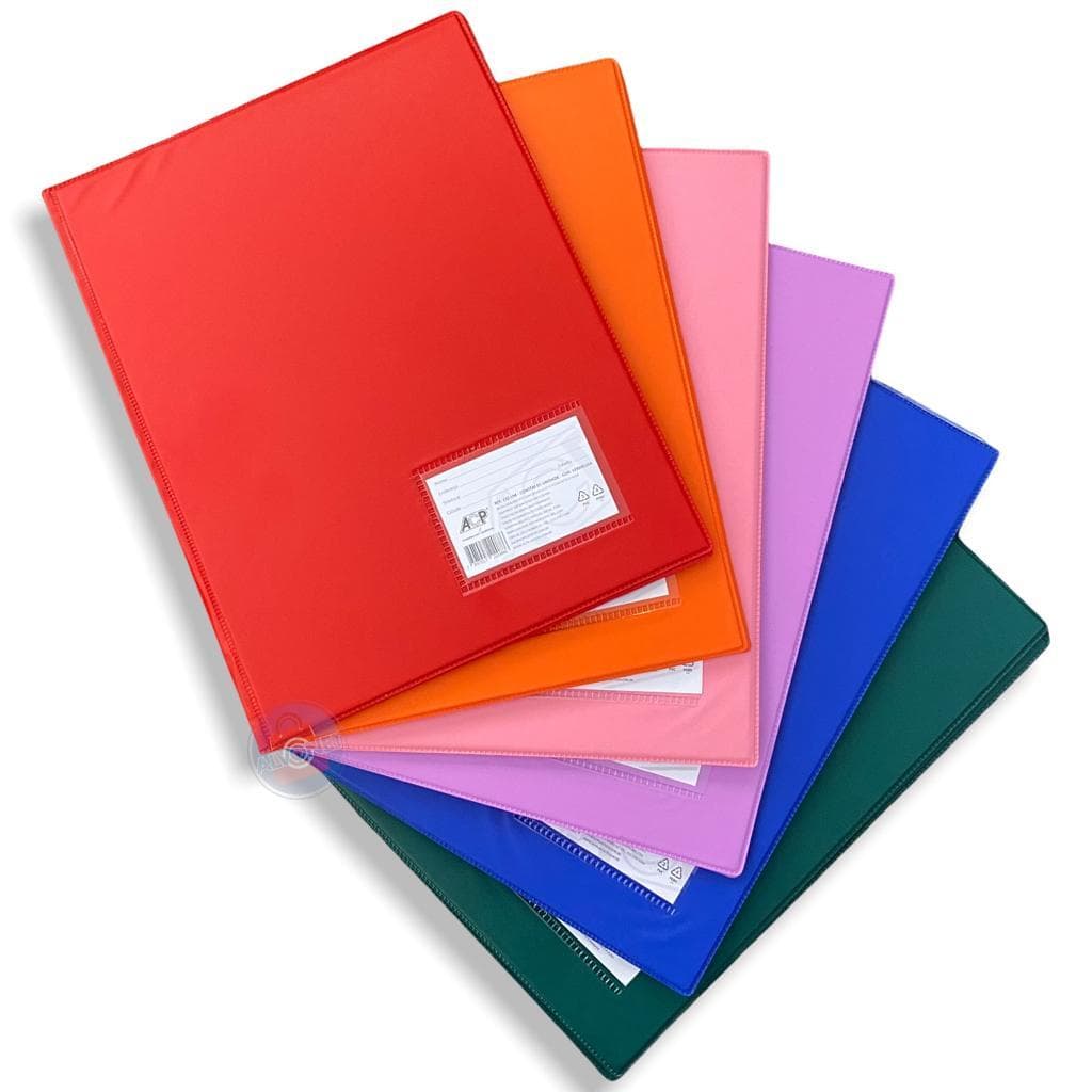 Pasta Catálogo Documentos Rosa A4 Com Visor 20 Plásticos Escritório Papelaria