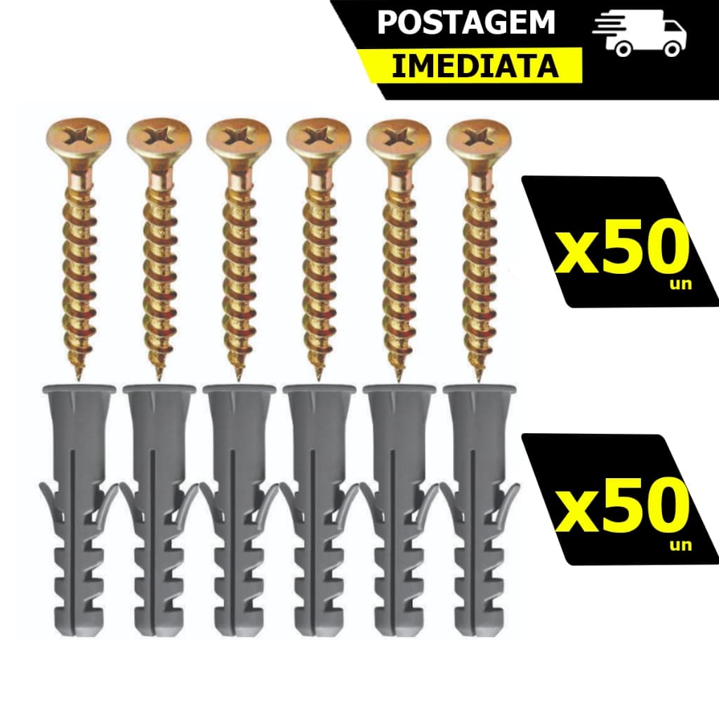 Kit Parafuso Philips 6,0 X 65mm + Bucha 10mm C/ Anel 50un